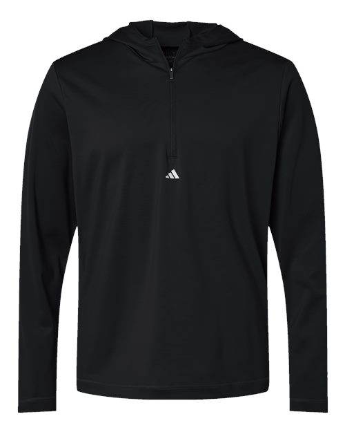 Adidas Men's Lightweight Quarter-Zip Hooded Pullover - A596 - EMBROIDERED