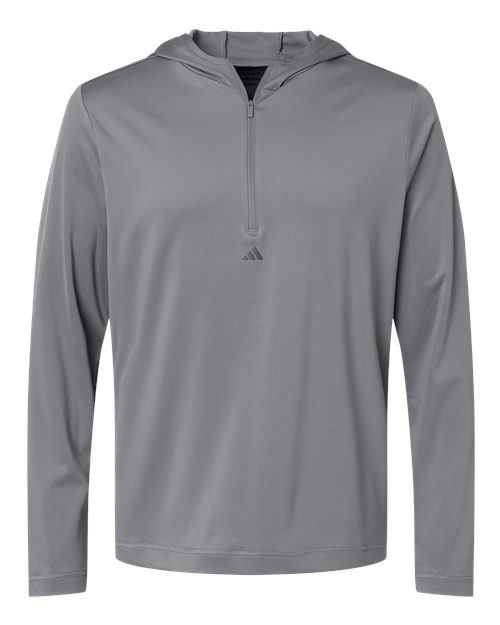 Adidas Men's Lightweight Quarter-Zip Hooded Pullover - A596 - EMBROIDERED