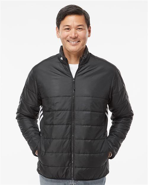 Adidas Men's 3-Stripes Puffer Full-Zip Jacket - A570 - EMBROIDERED