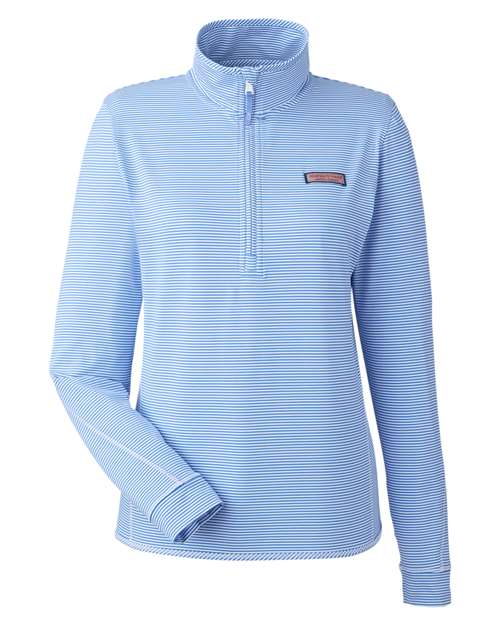 vineyard vines Women's Microstripe Sankaty Half-Zip Pullover - K002521 - EMBROIDERED