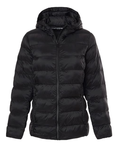 Weatherproof Women's Lightweight Poly-filled Hooded Puffer Jacket - W26715 - EMBROIDERED