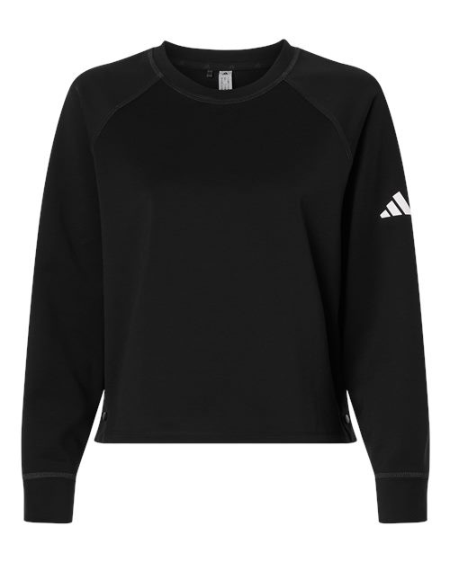 Adidas Women's Beyond Side-Snap Crewneck Sweatshirt - A1014 - EMBROIDERED