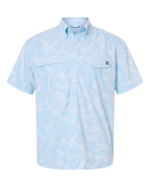 HUK Men's Tidepoint Printed Short Sleeve Shirt - H1500220 - EMBROIDERED