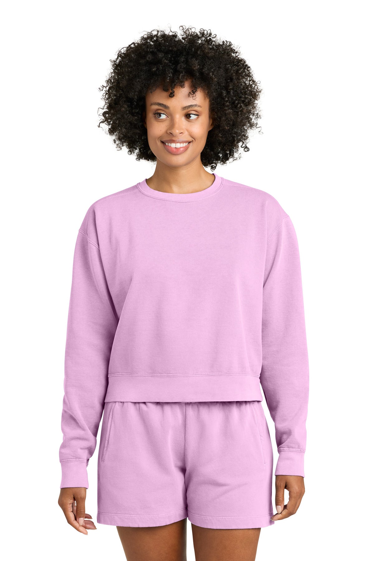 Comfort Colors Women's Mid-Length Crewneck Sweatshirt 1566L - EMBROIDERED