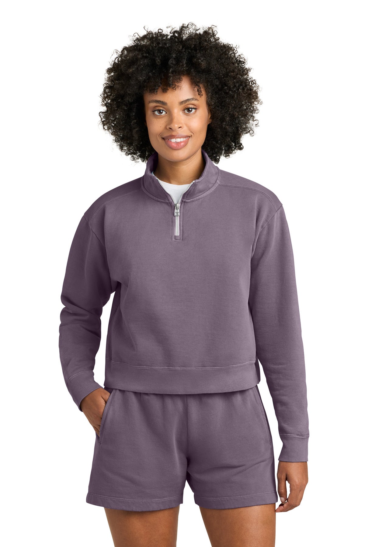 DISCONTINUED Comfort Colors Women's Mid-Length 1/4-Zip Sweatshirt 1580L - EMBROIDERED
