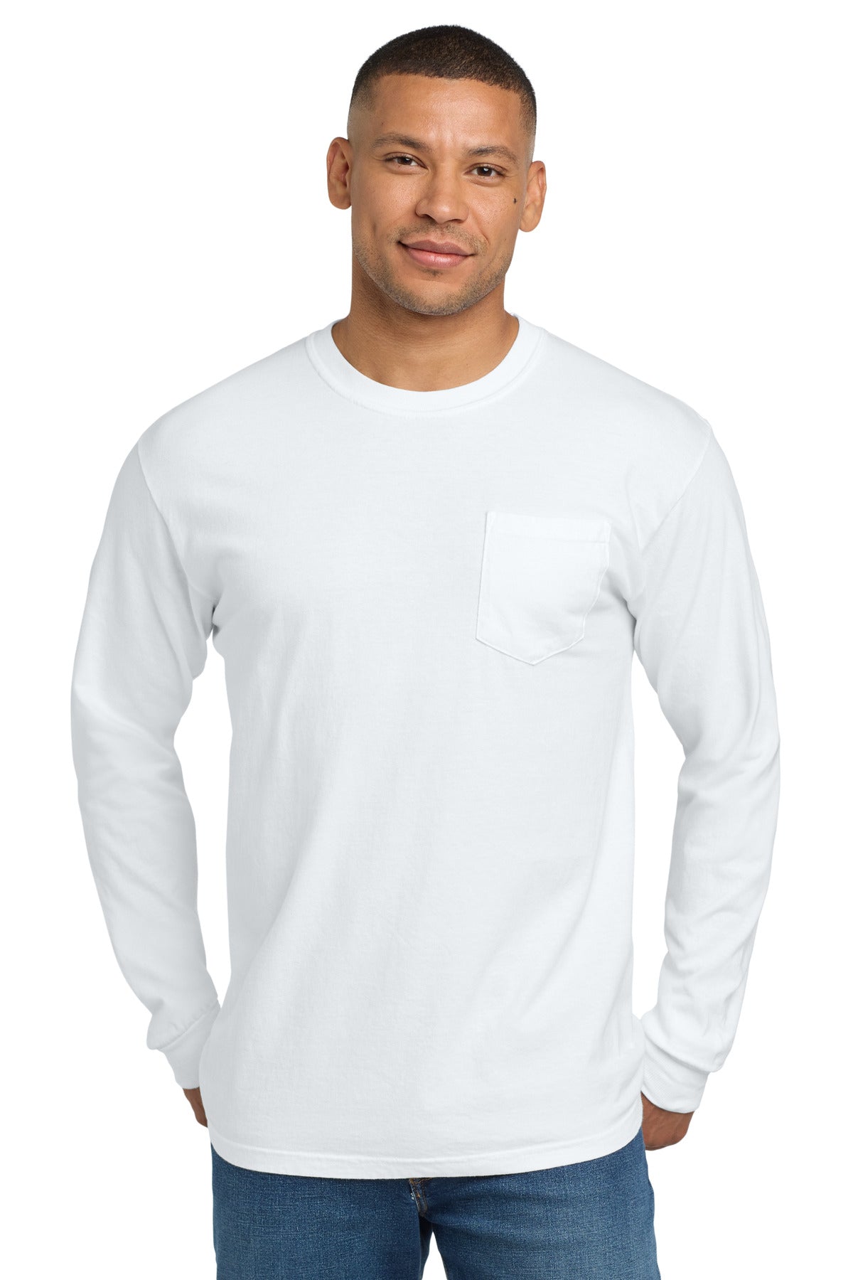 COMFORT COLORS Heavyweight Ring Spun Long Sleeve Pocket Tee. 4410 - EMBROIDERED