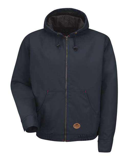 Red Kap Men's Blended Duck Zip-Front Hooded Jacket - JD20 - EMBROIDERED