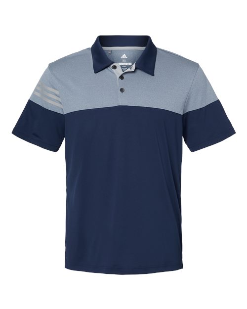 Adidas. Men's Heathered 3-Stripes Colorblocked Polo. A213