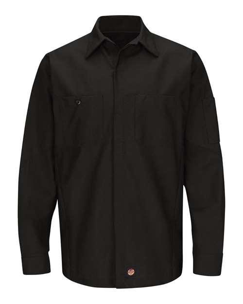 Red Kap Men's Long Sleeve Automotive Crew Shirt - SY10 - EMBROIDERED