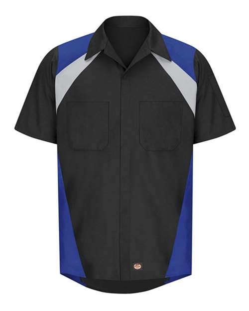 Red Kap Men's Tri-Color Short Sleeve Shop Shirt - SY28 - EMBROIDERED