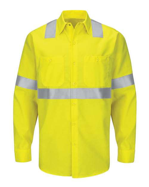 Red Kap Men's Enhanced & Hi-Visibility Long Sleeve Work Shirt - SY14 - EMBROIDERED