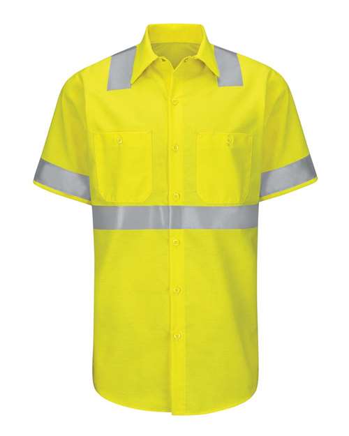 Red Kap Men's Tall Enhanced & Hi-Visibility Work Shirt - SY24T - EMBROIDERED