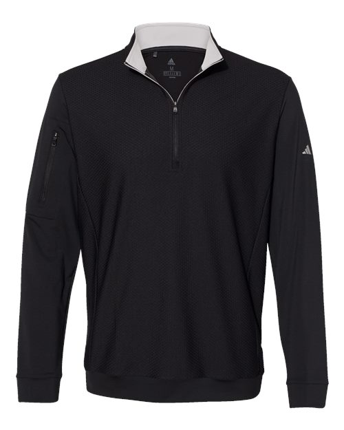 Adidas Men's Textured Quarter-Zip Pullover - A295 - EMBROIDERED