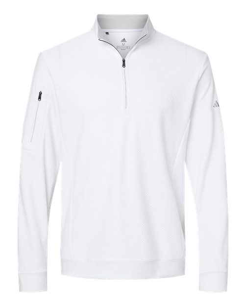 Adidas Men's Textured Quarter-Zip Pullover - A295 - EMBROIDERED