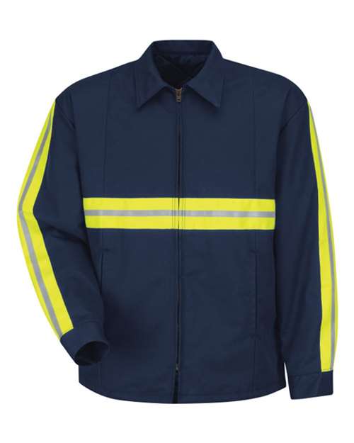 Red Kap Men's Tall Enhanced Visibility Perma-Lined Panel Jacket - JT50ENT - EMBROIDERED