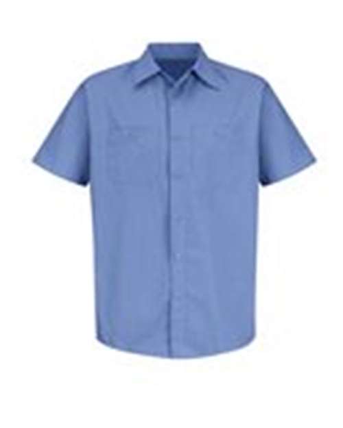 Red Kap Men's Tall Industrial Stripe Short Sleeve Work Shirt - SB22T - EMBROIDERED