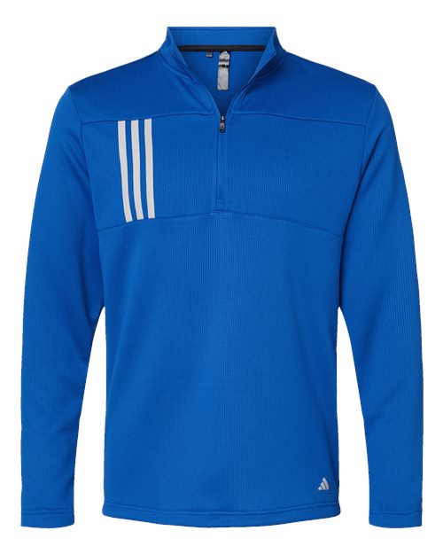 Adidas Men's 3-Stripes Double-Knit Quarter-Zip Pullover - A482 - EMBROIDERED