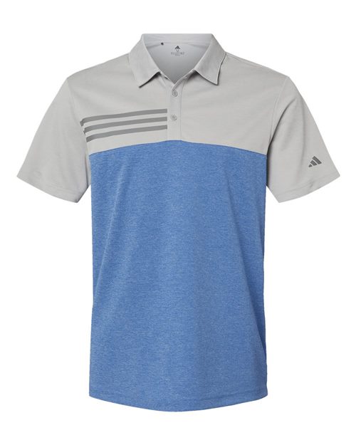 Adidas Men's Heathered Colorblocked 3-Stripes Polo - A508 - EMBROIDERED