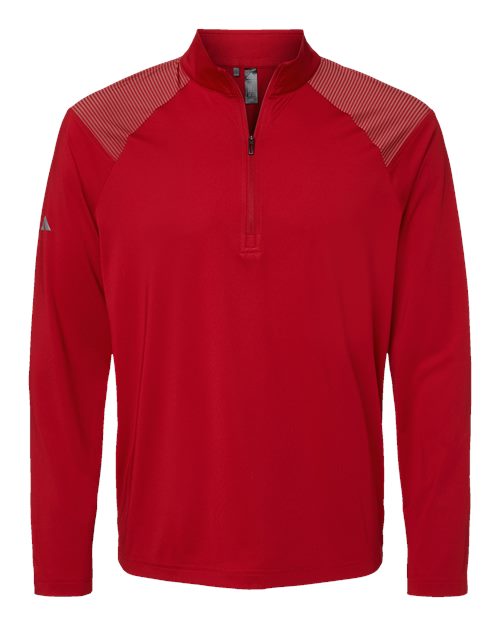 Adidas Men's Ultimate365 Lightweight Shoulder Stripe Quarter-Zip Pullover - A520 - EMBROIDERED