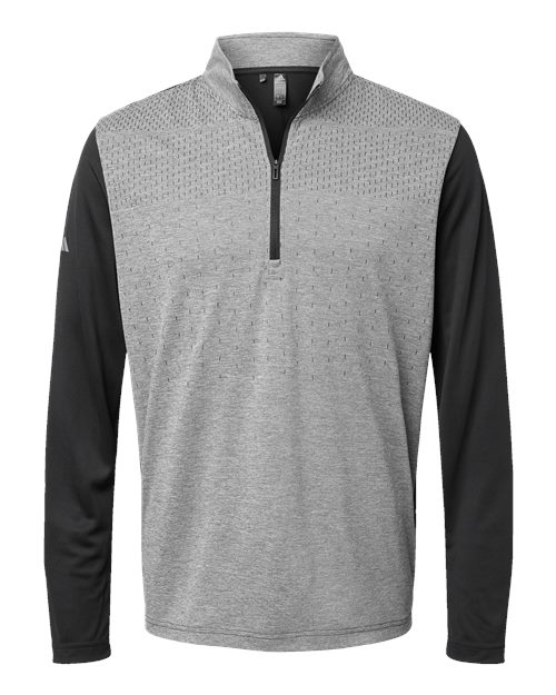 Adidas Men's Ultimate365 Heather Block Print Quarter-Zip Pullover - A522 - EMBROIDERED