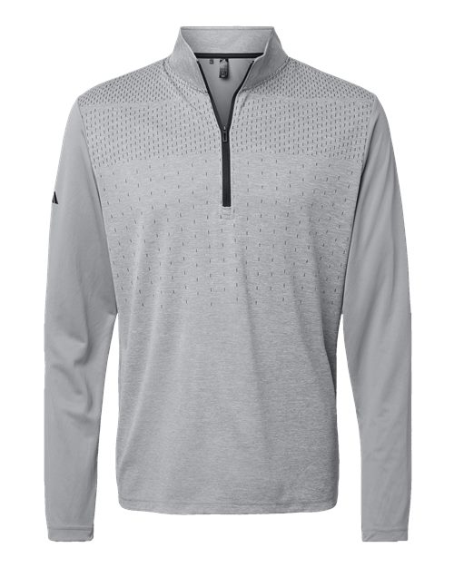 Adidas Men's Ultimate365 Heather Block Print Quarter-Zip Pullover - A522 - EMBROIDERED