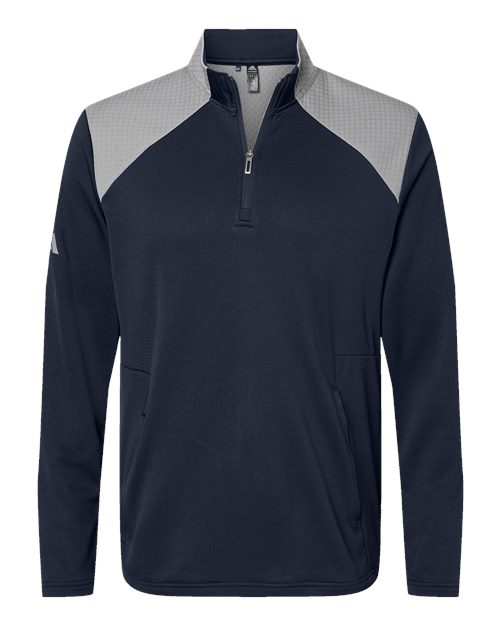 Adidas. Men's Textured Mixed Media Quarter-Zip Pullover. A532
