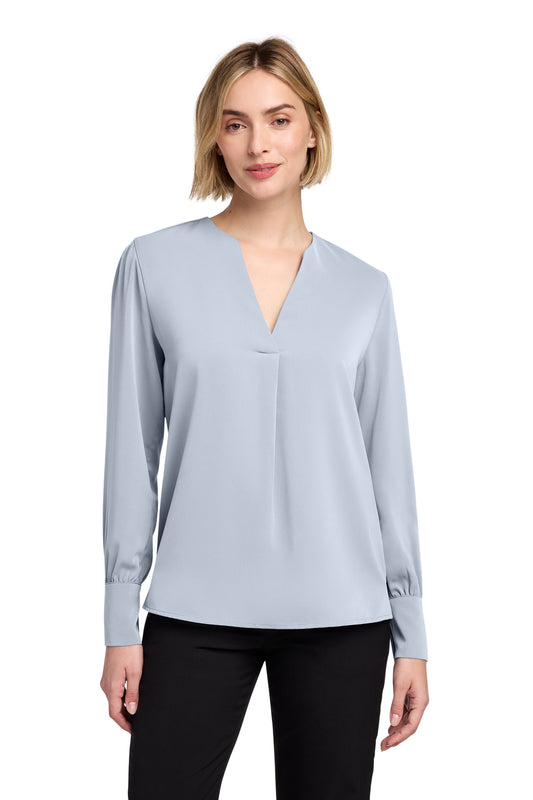 Brooks Brothers Women's Open-Neck Satin Blouse BB18009 - EMBROIDERED