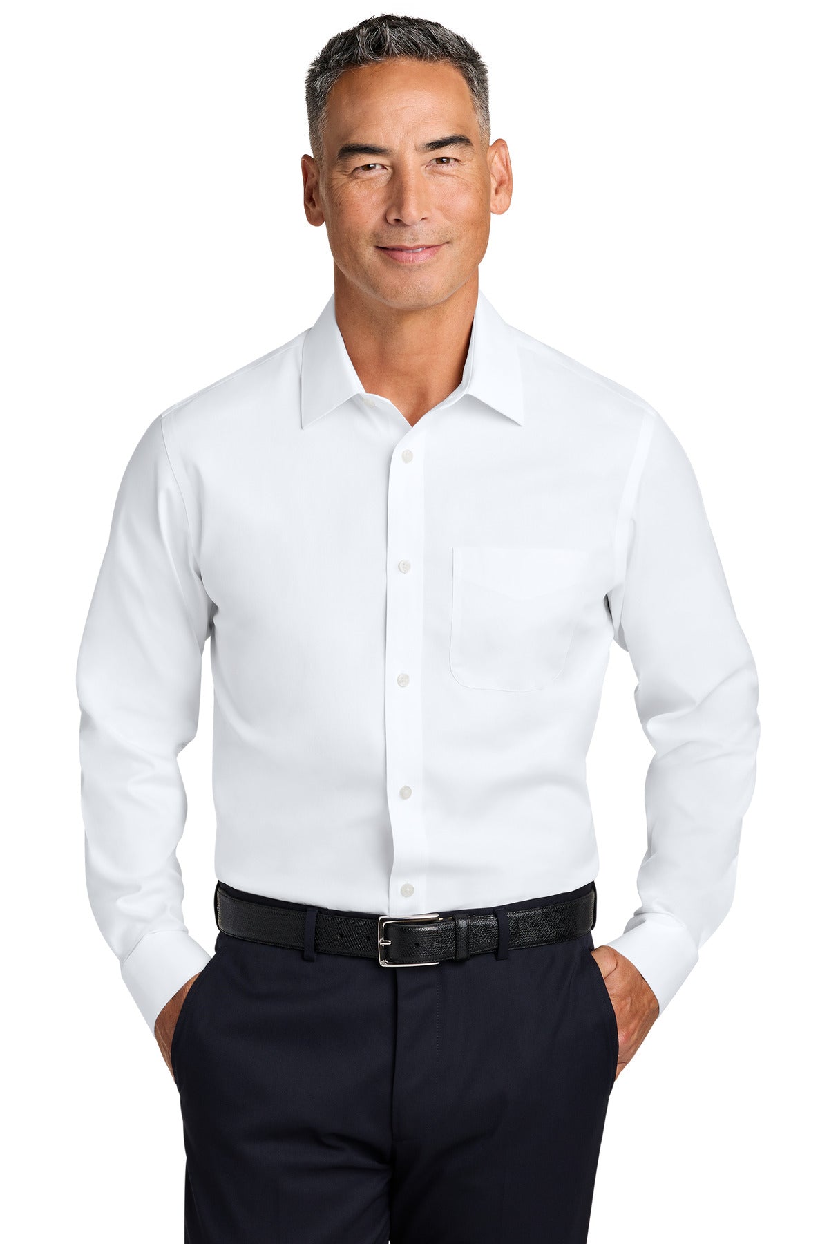 Brooks Brothers Wrinkle-Free Stretch Pinpoint Spread Collar Shirt BB18012 - EMBROIDERED