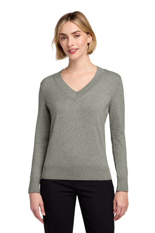 Brooks Brothers Women's Cotton Stretch V-Neck Sweater BB18401 - EMBROIDERED