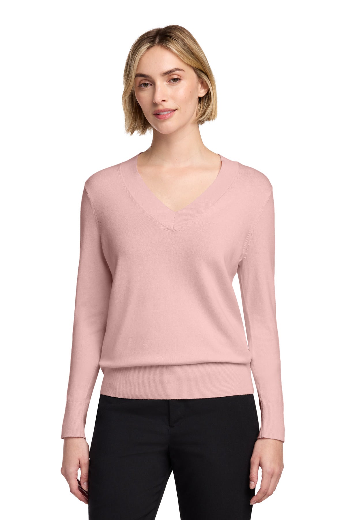 Brooks Brothers Women's Cotton Stretch V-Neck Sweater BB18401 - EMBROIDERED