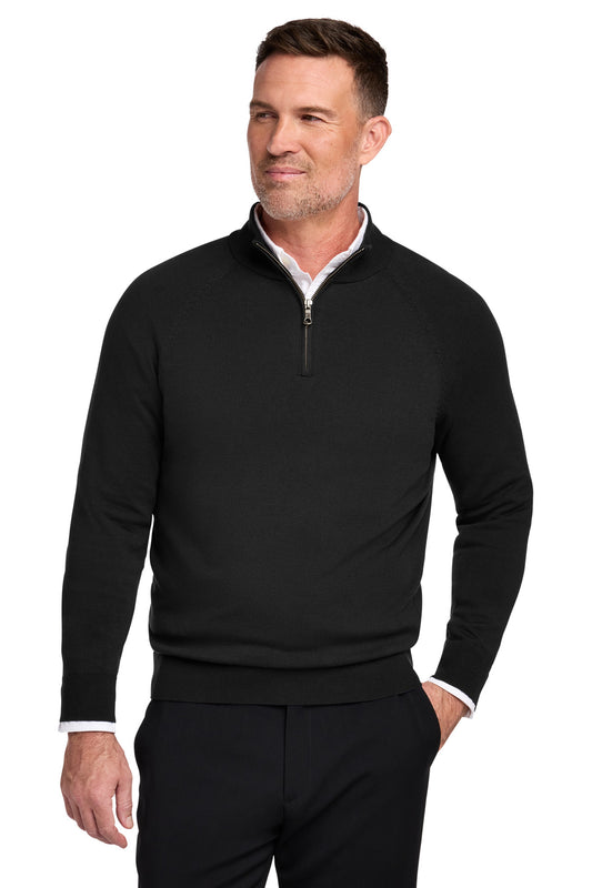 Brooks Brothers Cotton Stretch 1/4-Zip Sweater BB18402 - EMBROIDERED