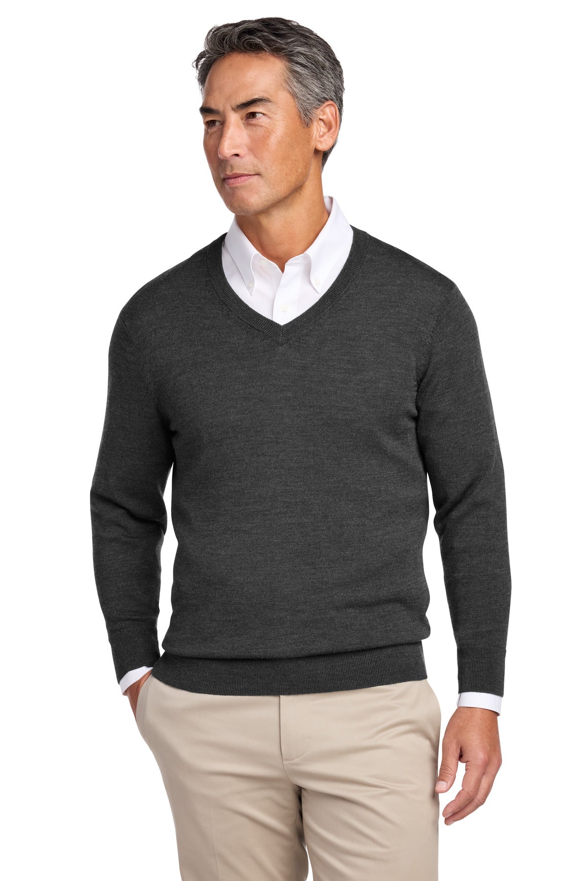 Brooks Brothers Washable Merino V-Neck Sweater BB18410 - EMBROIDERED
