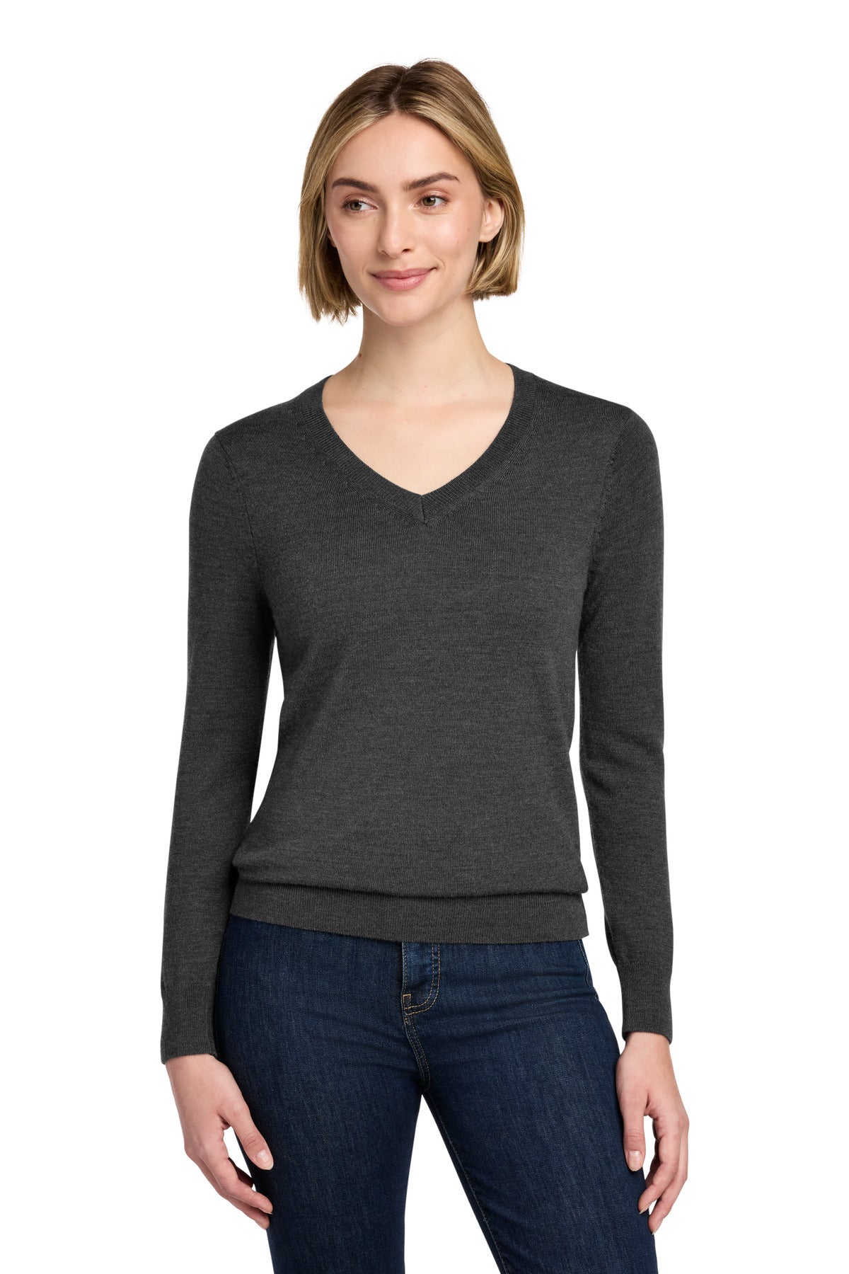Brooks Brothers Women's Washable Merino V-Neck Sweater BB18411 - EMBROIDERED