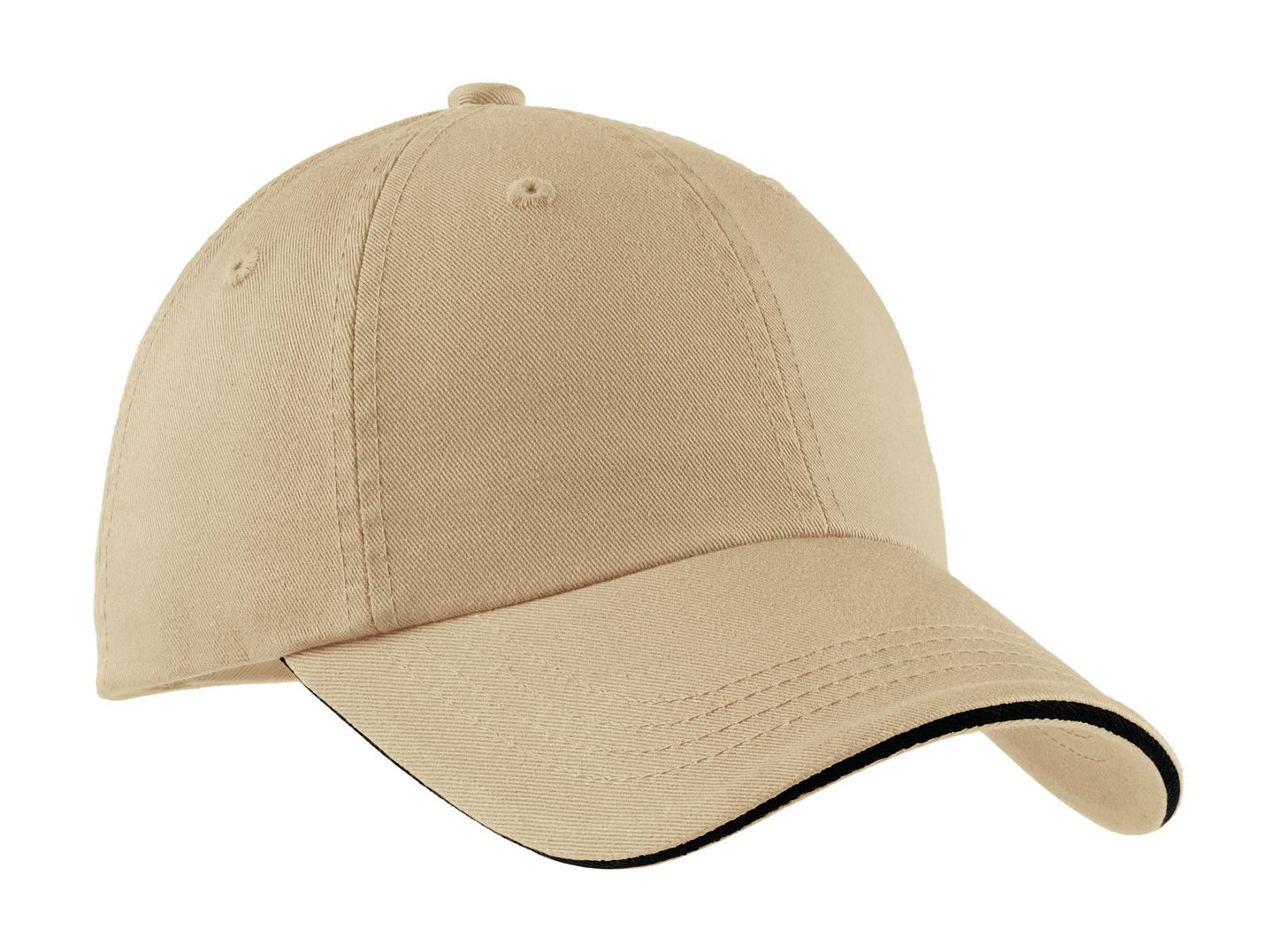 Port Authority Sandwich Bill Cap with Striped Closure. C830 - EMBROIDERED