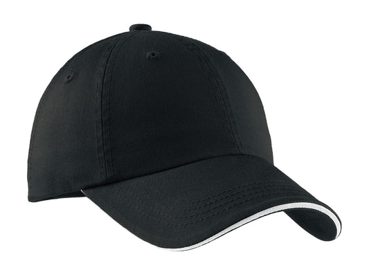 Port Authority Sandwich Bill Cap with Striped Closure. C830 - EMBROIDERED
