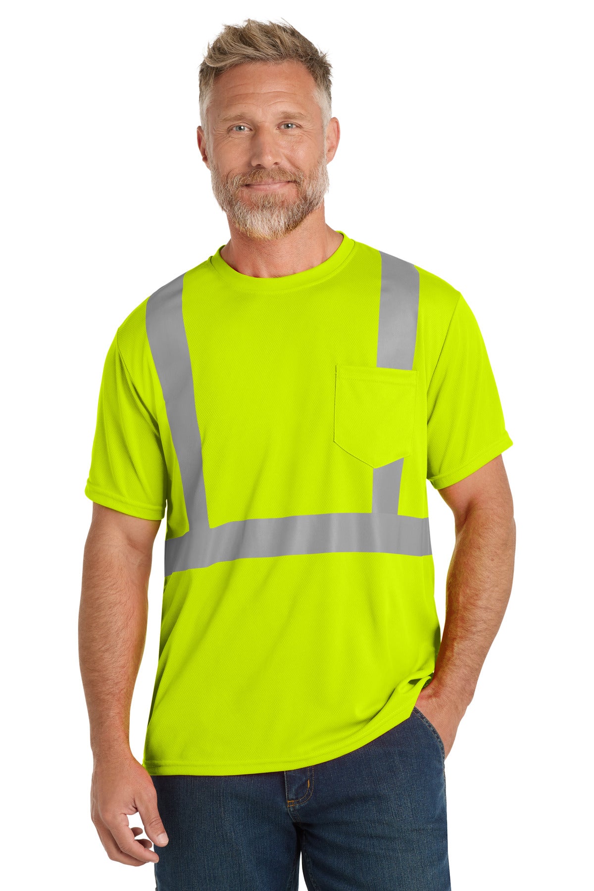 CornerStone ANSI 107 Class 2 Mesh Tee. CS200 - EMBROIDERED