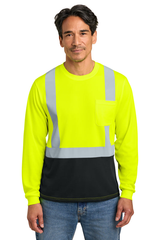 CornerStone ANSI 107 Class 2 Long Sleeve Mesh Blocked Tee CS207 - EMBROIDERED