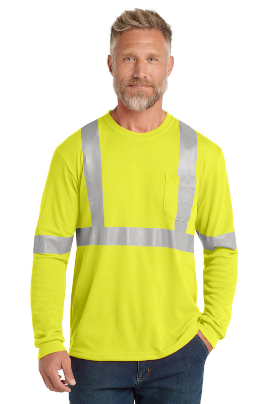 CornerStone ANSI 107 Class 2 Long Sleeve Safety T-Shirt. CS401LS - EMBROIDERED