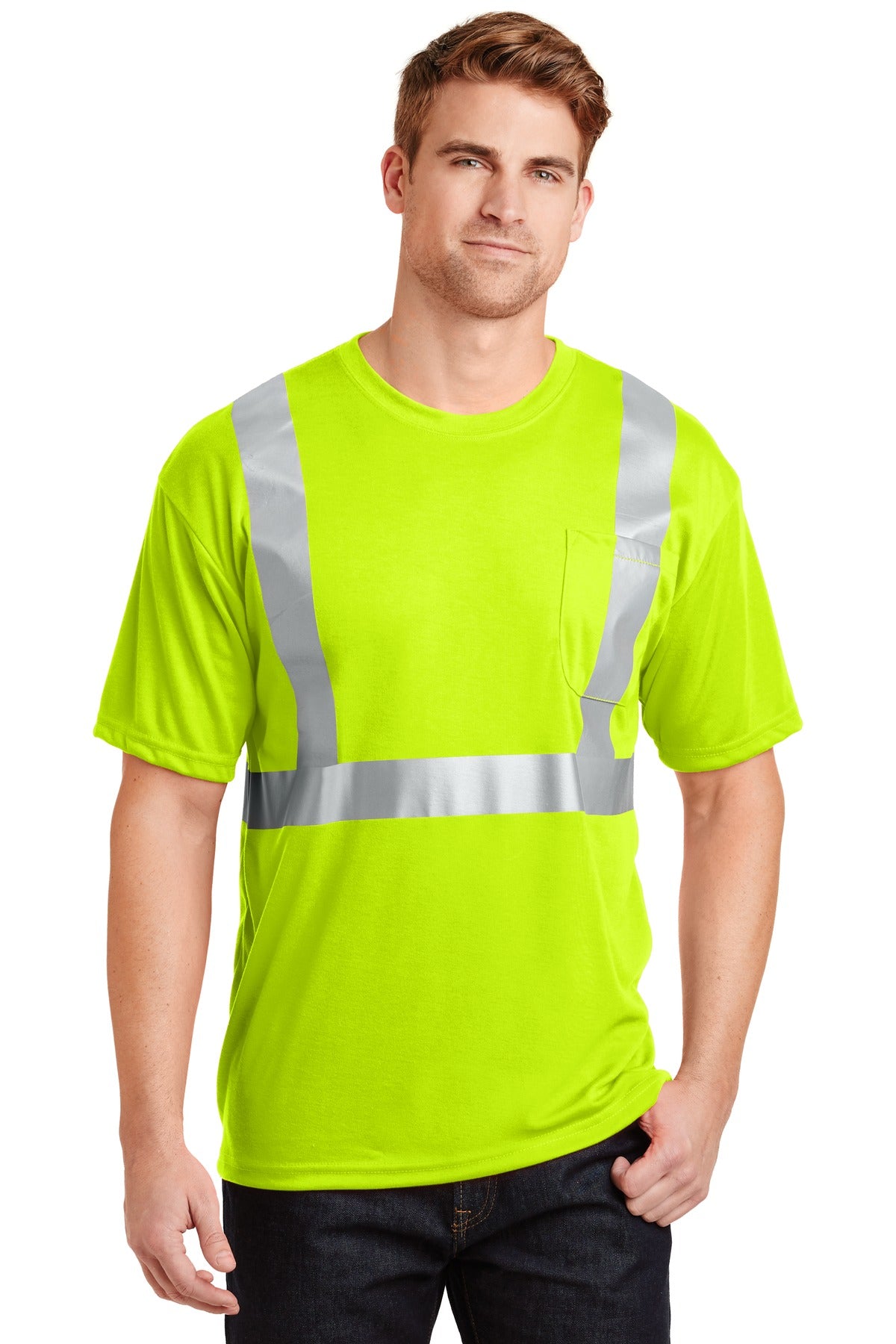 CornerStone - ANSI 107 Class 2 Safety T-Shirt. CS401 - EMBROIDERED