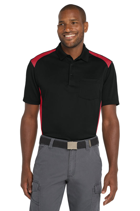 CornerStone Select Snag-Proof Two Way Colorblock Pocket Polo. CS416 - EMBROIDERED
