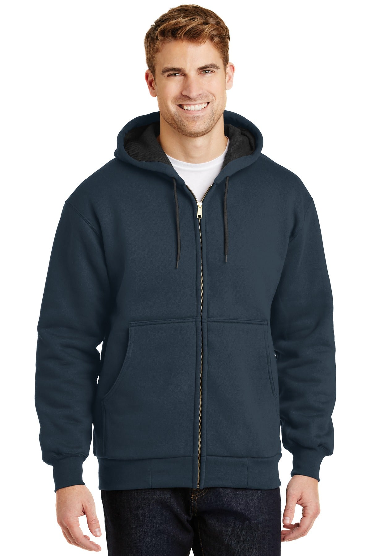 CornerStone - Heavyweight Full-Zip Hooded Sweatshirt with Thermal Lining. CS620 - EMBROIDERED
