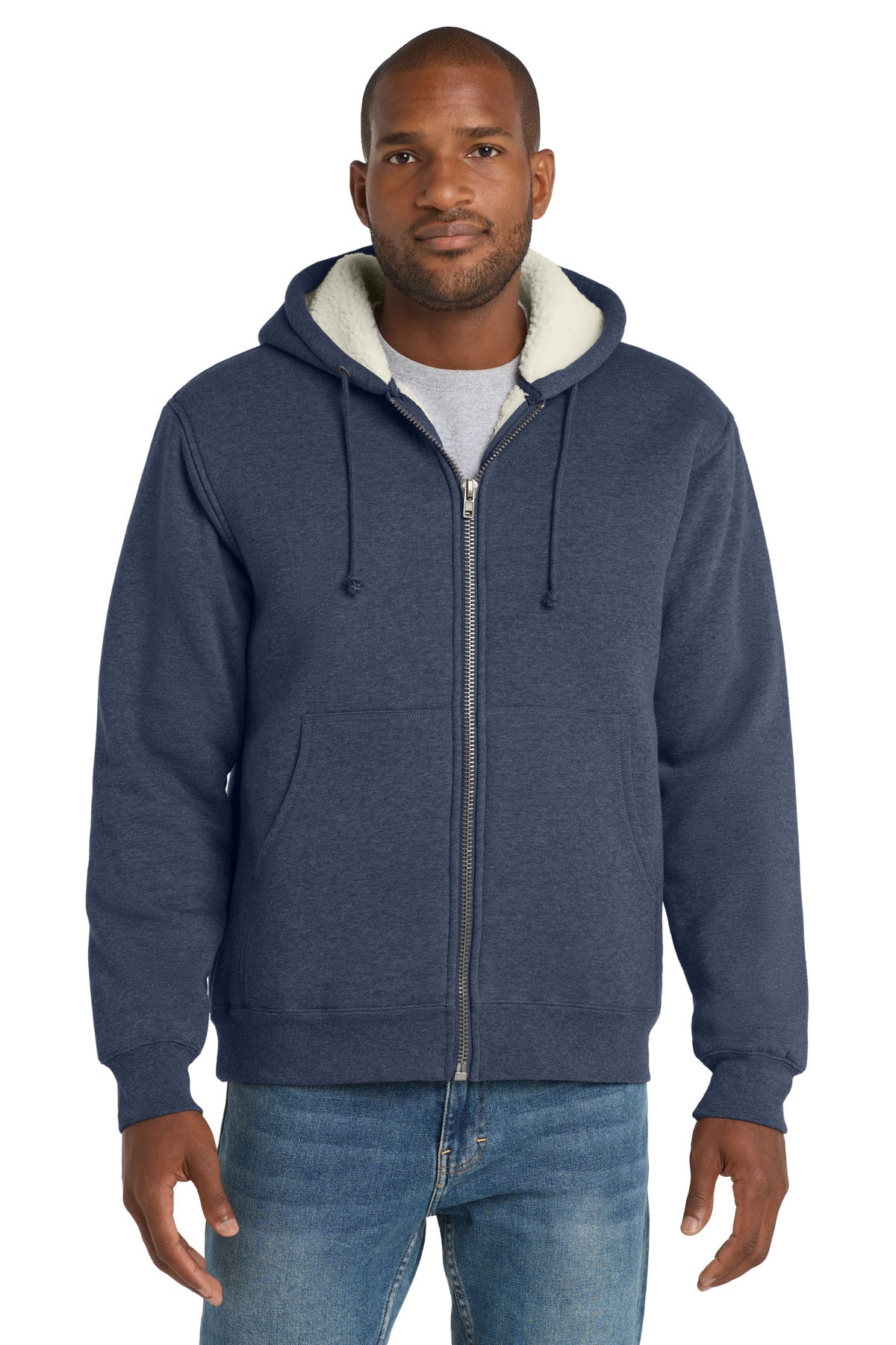 CornerStone Heavyweight Sherpa-Lined Hooded Fleece Jacket. CS625 - EMBROIDERED