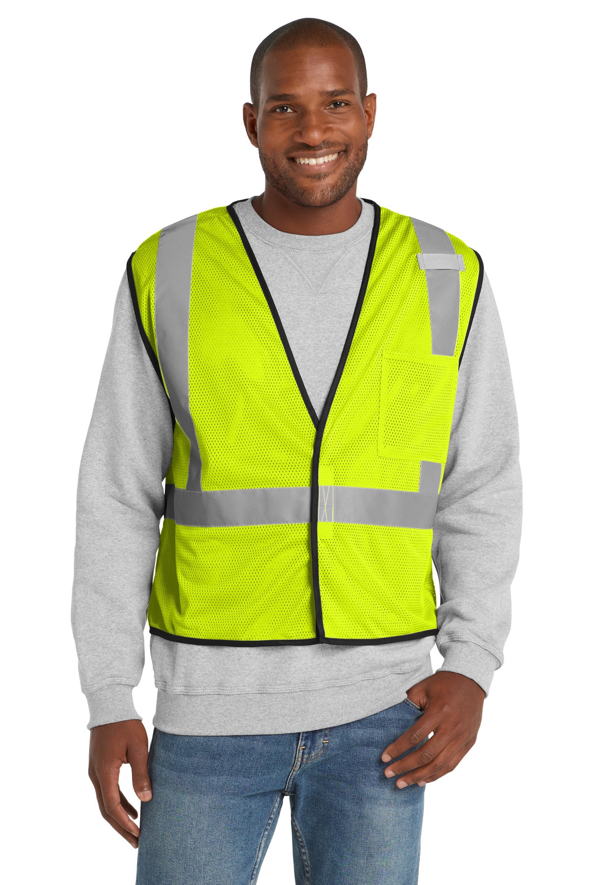 CornerStone ANSI 107 Class 2 Economy Mesh One-Pocket Vest. CSV100 - EMBROIDERED