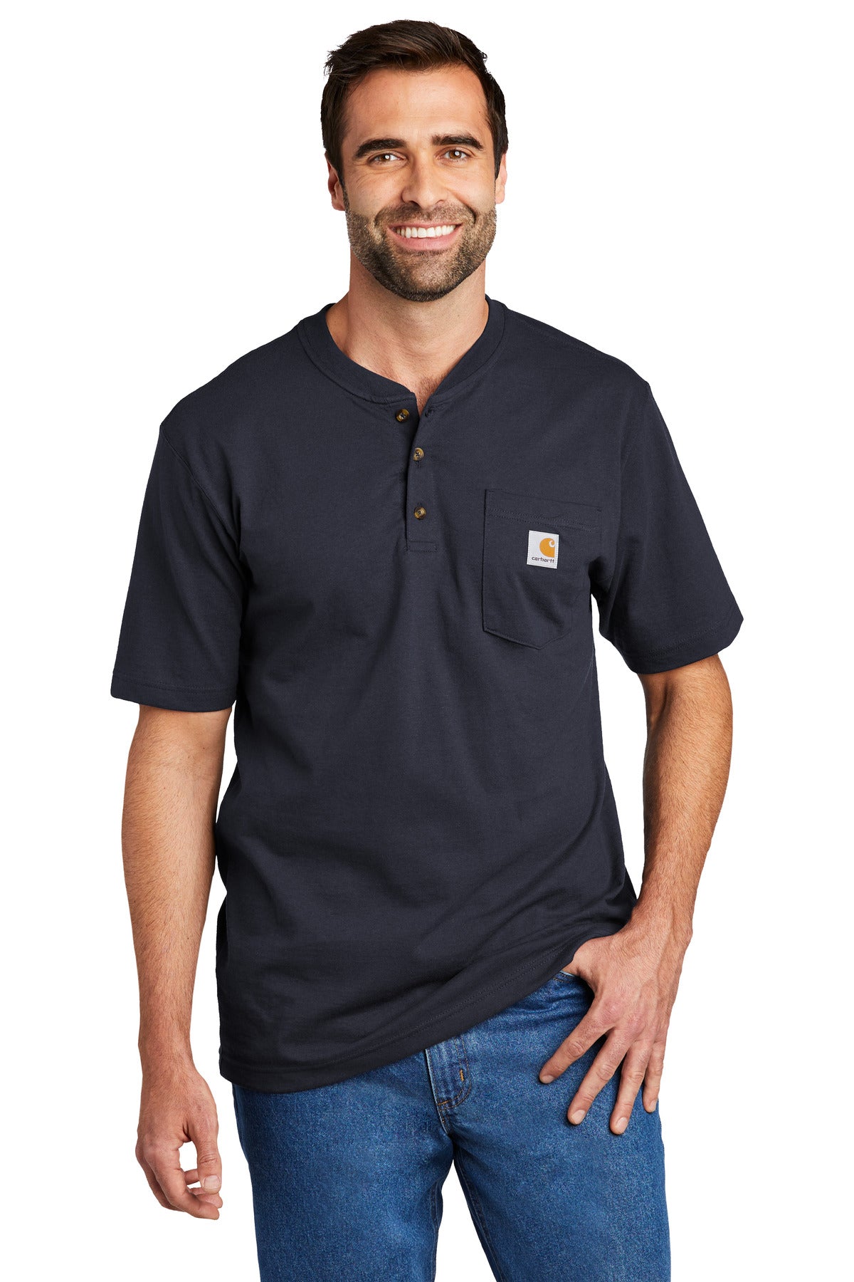 Carhartt Short Sleeve Henley T-Shirt CTK84 - EMBROIDERED