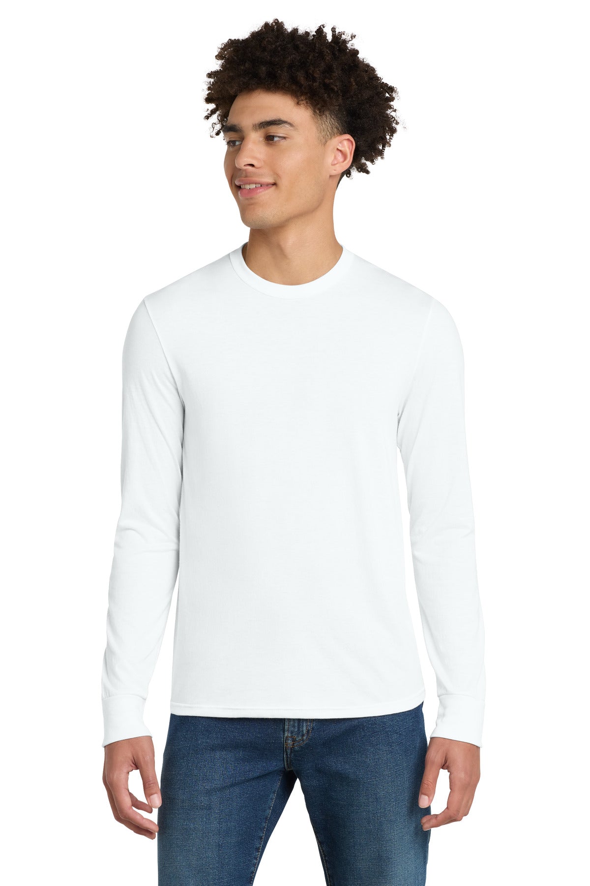 District Perfect Tri Long Sleeve Tee . DM132 - EMBROIDERED