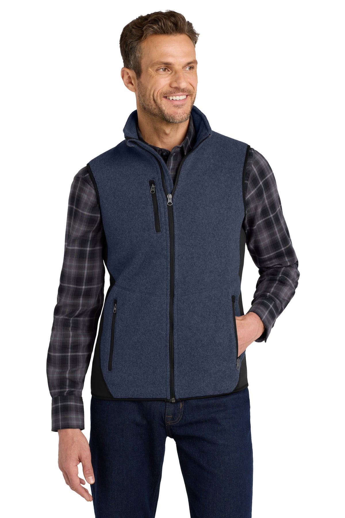 Port Authority R-Tek Pro Fleece Full-Zip Vest. F228 - EMBROIDERED