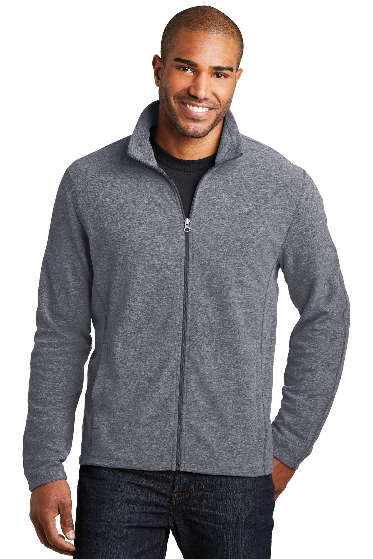 Port Authority Heather Microfleece Full-Zip Jacket. F235 - EMBROIDERED