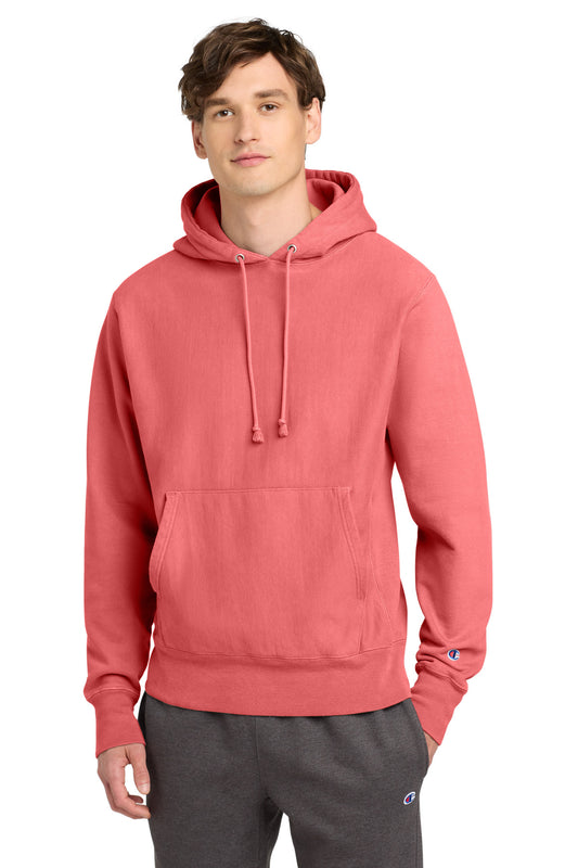 Champion Reverse Weave Garment-Dyed Hooded Sweatshirt. GDS101 - EMBROIDERED