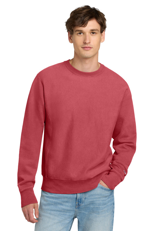 Champion Reverse Weave Garment-Dyed Crewneck Sweatshirt. GDS149 - EMBROIDERED