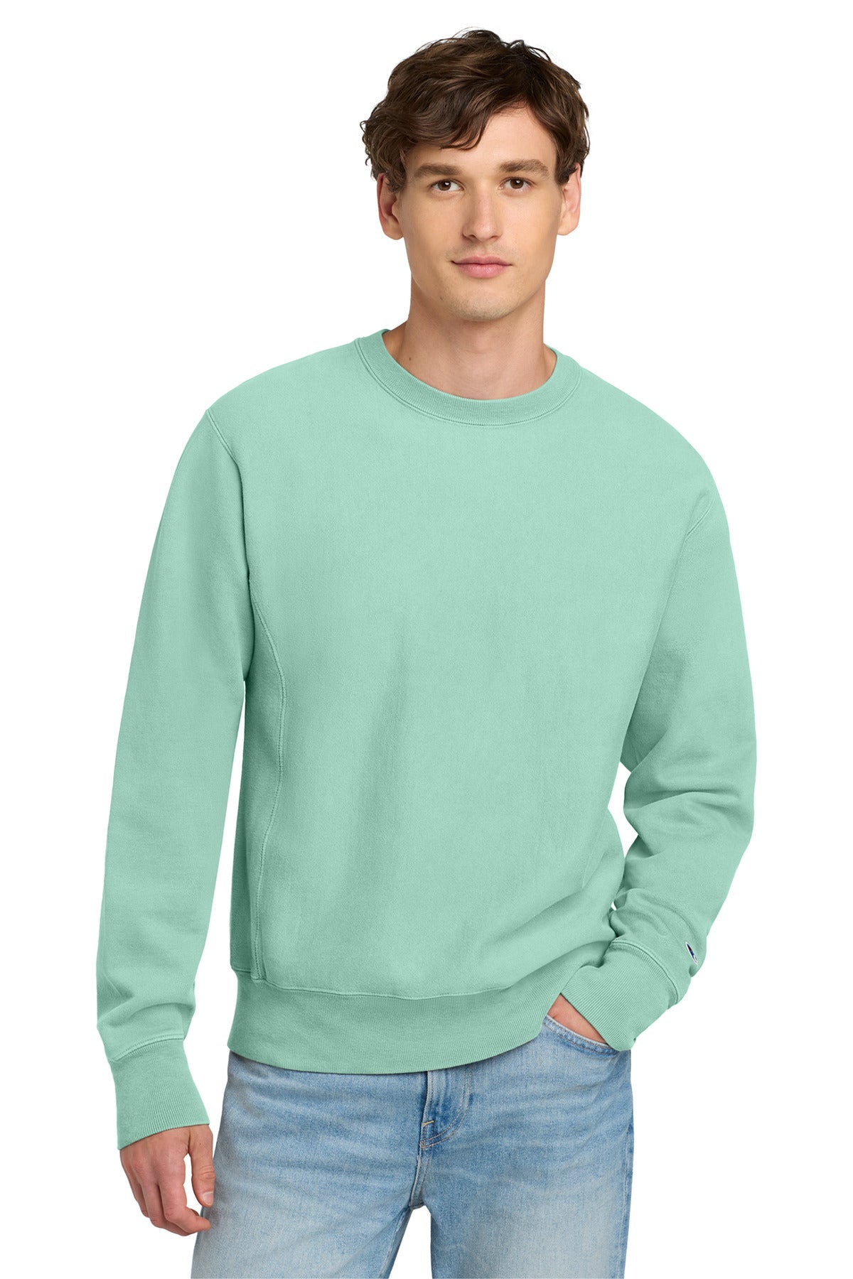 Champion Reverse Weave Garment-Dyed Crewneck Sweatshirt. GDS149 - EMBROIDERED
